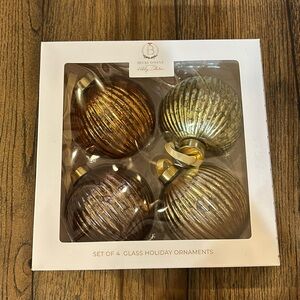 Becki Owens Glass Holiday Ornaments - Set of 4 - NWT